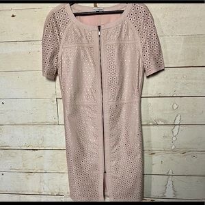 my tribe leather dress with floral overlay